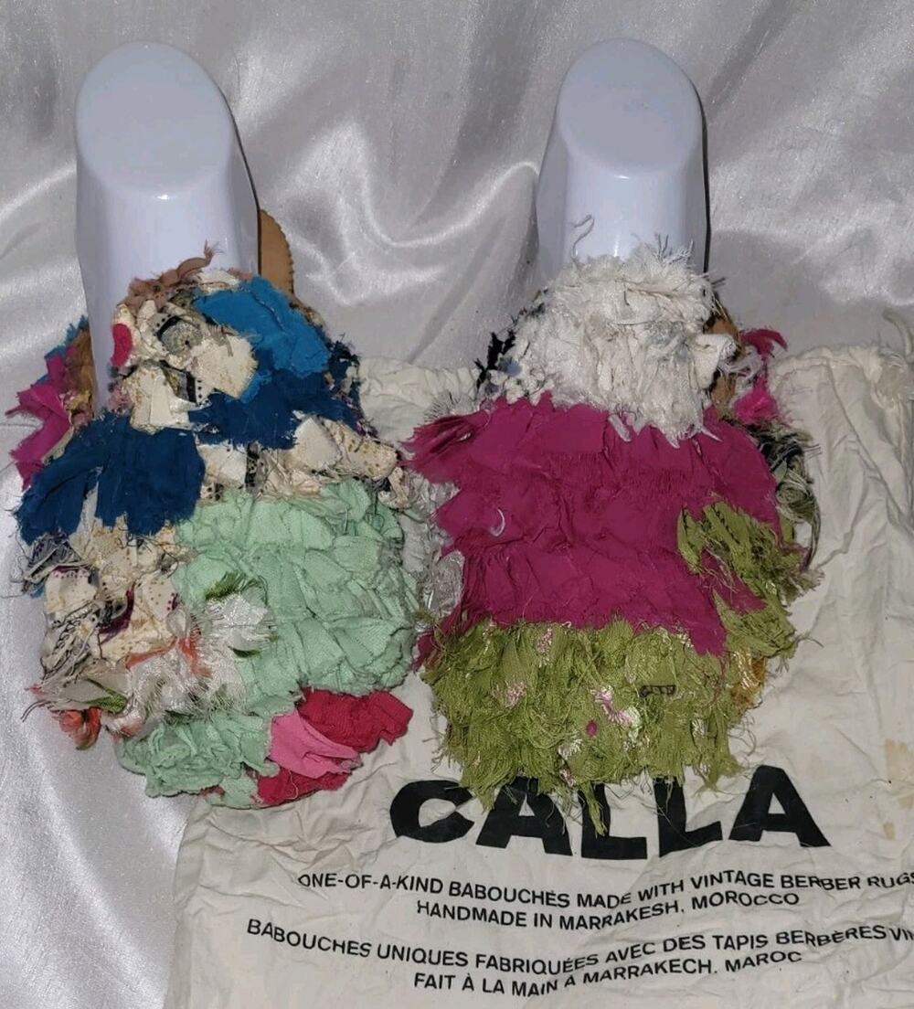 Calla Babouche Handmade In Morocco, Recycled Vintage Berber Rugs W/ Dustbag, 39